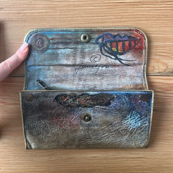 Vintage Jane Yoo Hand Painted Leather Wallet - Picture 3 of 10